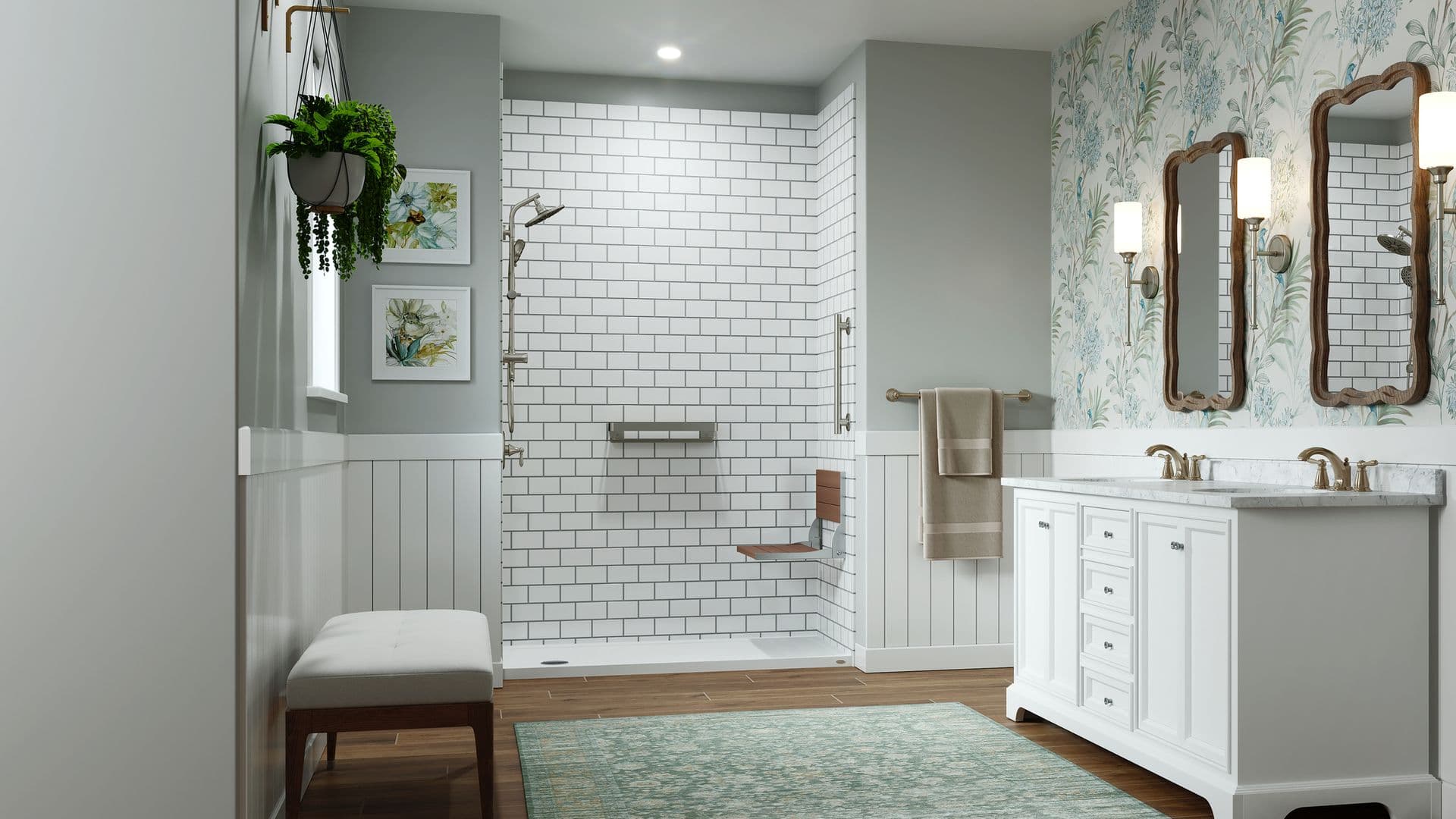 Shower with bench